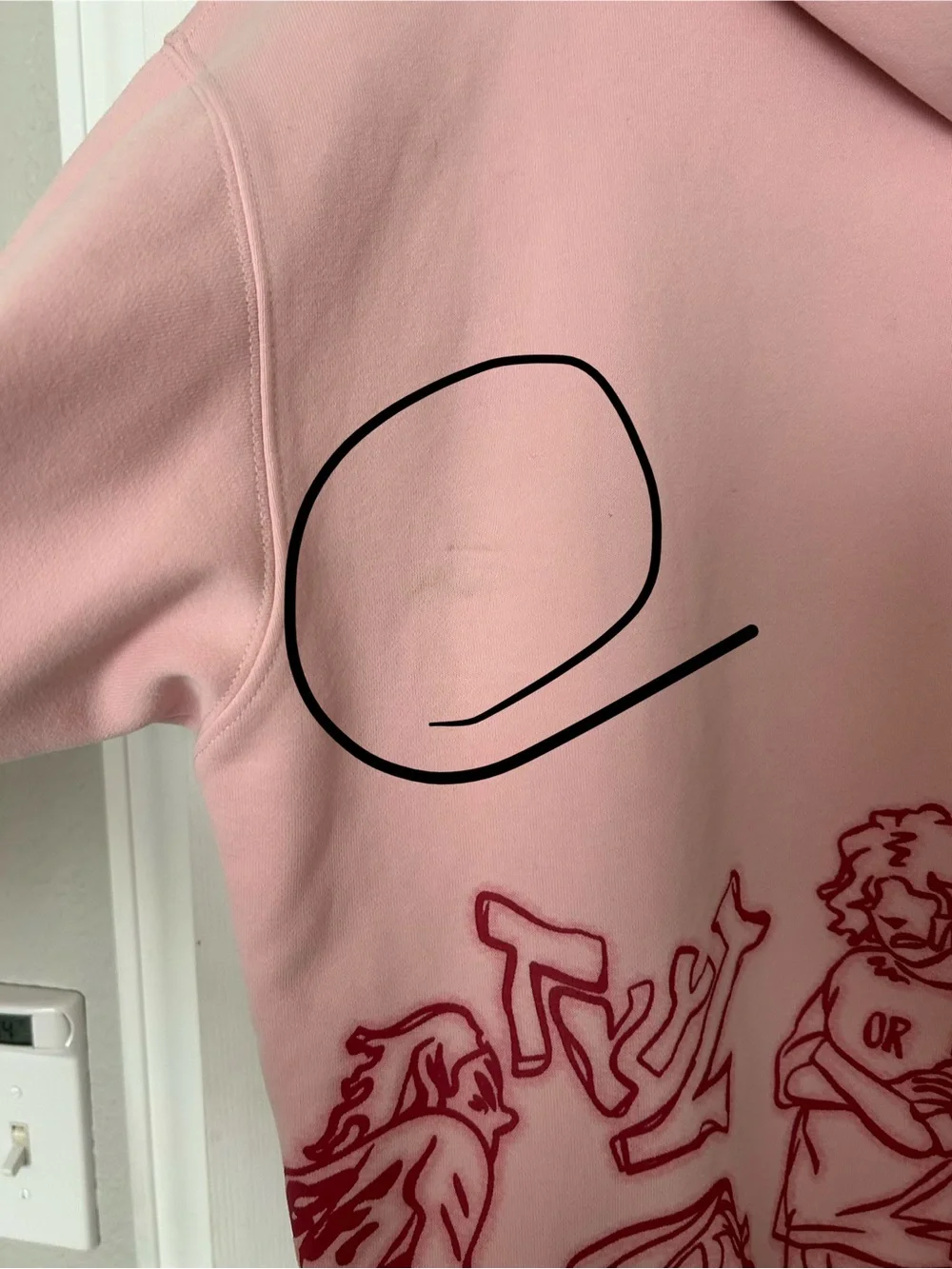 Aelfric Eden Pink Pullover Hoodie with Dark Pink Cartoon Graphic/ S